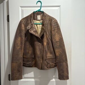 Free People Brown vegan snakeskin fenix jacket